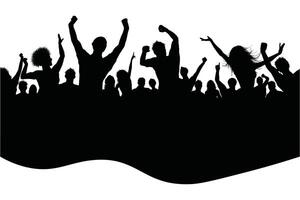 Cheerful Party Crowd Silhouette. Applause, Dancing at Disco, and Concert vector
