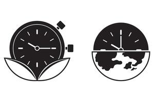 Clock and Time Symbol Silhouette Set vector