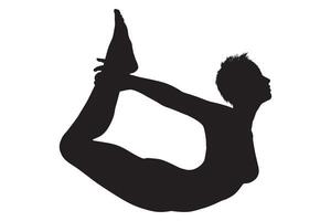 Yoga Peaceful Warrior and Handstand Scorpion Pose. Man Practicing Asana Silhouette Illustration on White Background vector