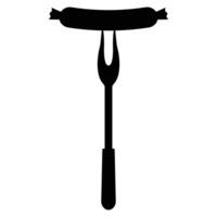 BBQ Boss with Sausages on Fork Silhouette Illustration Set vector