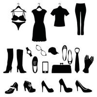 Fashion Icon Set with Clothing and Accessory Silhouettes Perfect for Branding and Design vector