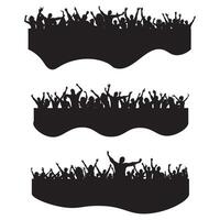 Set of Three Different Party Crowd Silhouettes Collection vector