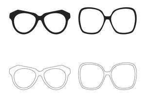 Glasses Icon Collection Featuring Multiple Styles in Silhouette and Outline Format vector