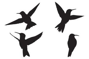 Hummingbird Silhouette Icon Set Illustration of Flying Birds vector