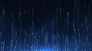Futuristic digital animation with blue data node particles and light beams against a dark atmospheric background. Streaming cyber technology concept. video