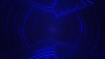 Futuristic technology background with blue glowing neon circles and blinking digital data lights. Computer network server concept. Full HD and looping animation. video