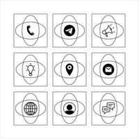 Set Of Minimalist Black And White Communication Icons For Website Or App Design vector
