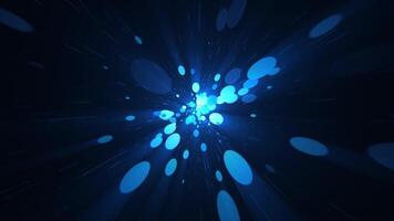 Particle background with blue sphere particles, stars and light beams flowing towards the camera. Full HD and looping abstract space background animation. video