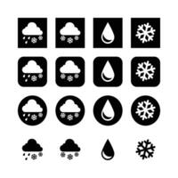Weather Condition And Hydrology Icons Set With Rain Snow And Drop Shapes vector
