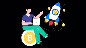 Bitcoin Startup Motion Graphic Alpha Channel and 4K Resolution video