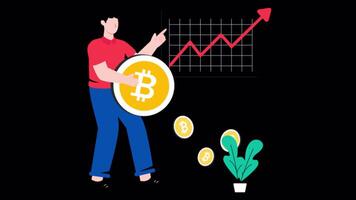 Bitcoin Growth Motion Graphic Alpha Channel and 4K Resolution video