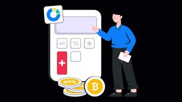 Bitcoin Calculation Motion Graphic Alpha Channel and 4K Resolution video