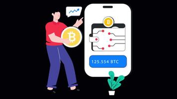 Bitcoin Wallet Motion Graphic Alpha Channel and 4K Resolution video