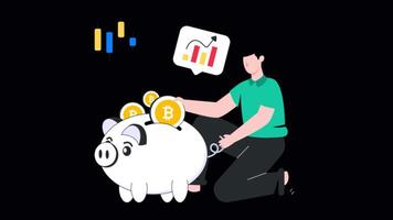 Bitcoin Savings Motion Graphic Alpha Channel and 4K Resolution video