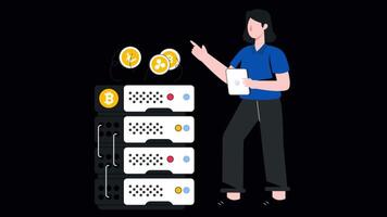 Cryptocurrency Server Motion Graphic Alpha Channel and 4K Resolution video