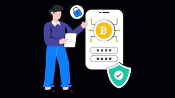 Bitcoin Security Motion Graphic Alpha Channel and 4K Resolution video
