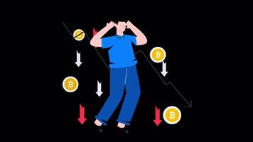 Bitcoin Recession Motion Graphic Alpha Channel and 4K Resolution video