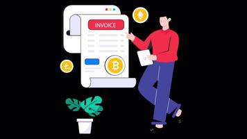 Crypto Invoice Motion Graphic Alpha Channel and 4K Resolution video