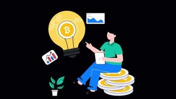 Bitcoin Idea Motion Graphic Alpha Channel and 4K Resolution video
