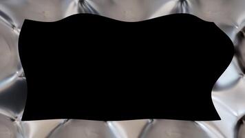 This animation features a sleek chrome border framing an empty central area against a deep black background. The 3D effects enhance the modern aesthetic of the design video