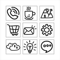 Hand Drawn Business And Technology Icons Set For Website And Mobile App Design vector
