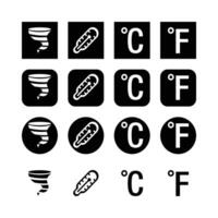 Weather And Temperature Black And White Icon Set Illustration Template Graphics vector