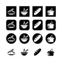 Food Icons Set Showing Culinary Preparation And Meal Symbols In Simple Black And White vector