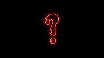 Neon Light Question Mark. Floating on Alpha Channel video