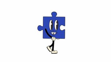 Playful Retro Puzzle Cartoon. Transparent Background Loop video