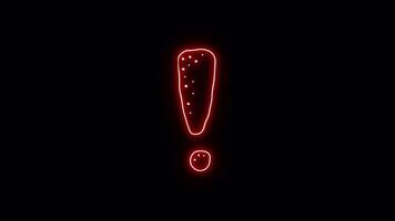 Neon Light Exclamation Mark. Floating on Alpha Channel video
