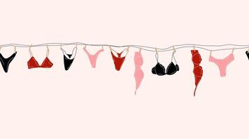 Underwear Hanging on Clothesline. Seamless Loop Animation with Transparent Background video