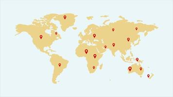 world map location pin with delivery line 2d animation explainer video
