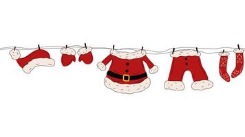 Santas Red Suit Waving in Wind. Seamless Loop with Alpha Channel video