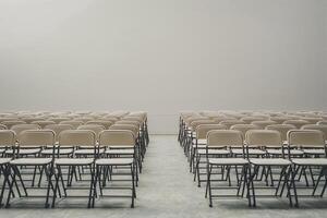 Empty chairs standing in an auditorium awaiting an audience or event photo