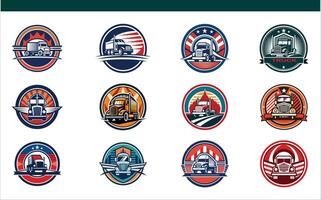 Vintage Retro Truck Logo Collection Classic Transport and Freight Emblems. vector