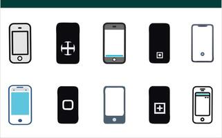 Flat Phone Icon Collection Smartphone Designs,Touchscreen and App UI Concepts. vector
