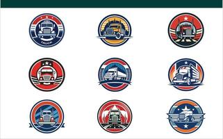 Logistics and Trucking Badge Collection Cargo, Hauling, and Transportation Icons vector