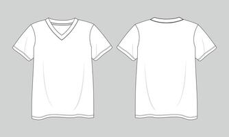 V neck t shirt template front and back isolated on grey background vector