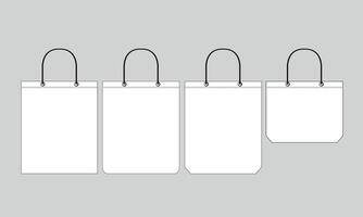 Four white shopping bags with handles on a gray background vector