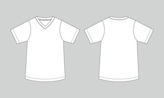 T shirt technical drawing fashion flat sketch template front and back vector