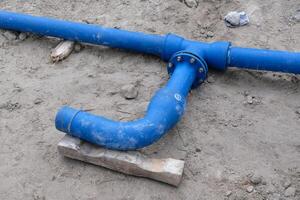 Cast metal pipe connection with flange... photo