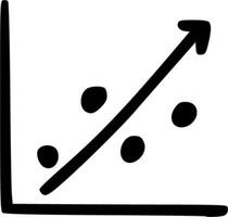 A graph with dots on it and a line going up vector