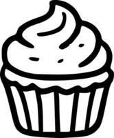 A black and white cupcake on a white background vector