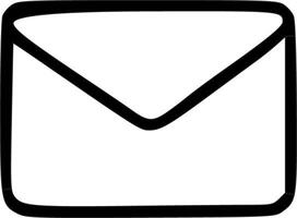 An envelope icon with a black outline vector