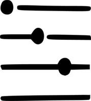 A black and white drawing of a line with three dots vector