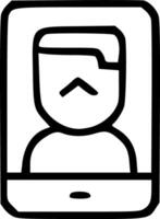 A black and white image of a man in a phone vector