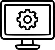 A computer monitor with a gear on it vector