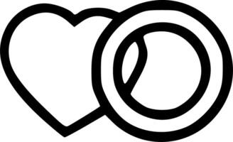 A heart shaped ring and a ring are shown in black and white vector