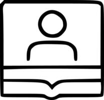 A black and white icon of a person in a book vector