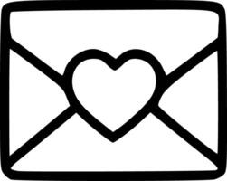 A black and white image of an envelope with a heart inside vector